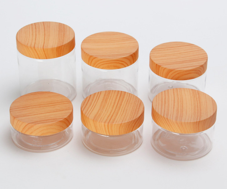 Frosted Cosmetic Round Acrylic Jars With Bamboo Lids 7g-10g