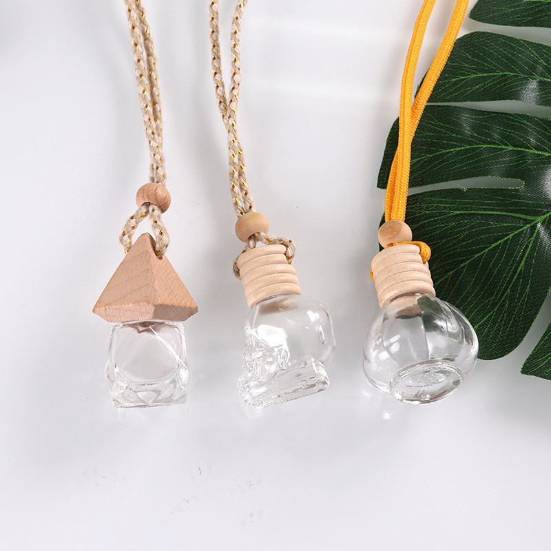 10ml Wooden Cap Car Hanging Perfume Bottle Diffuser Transparent